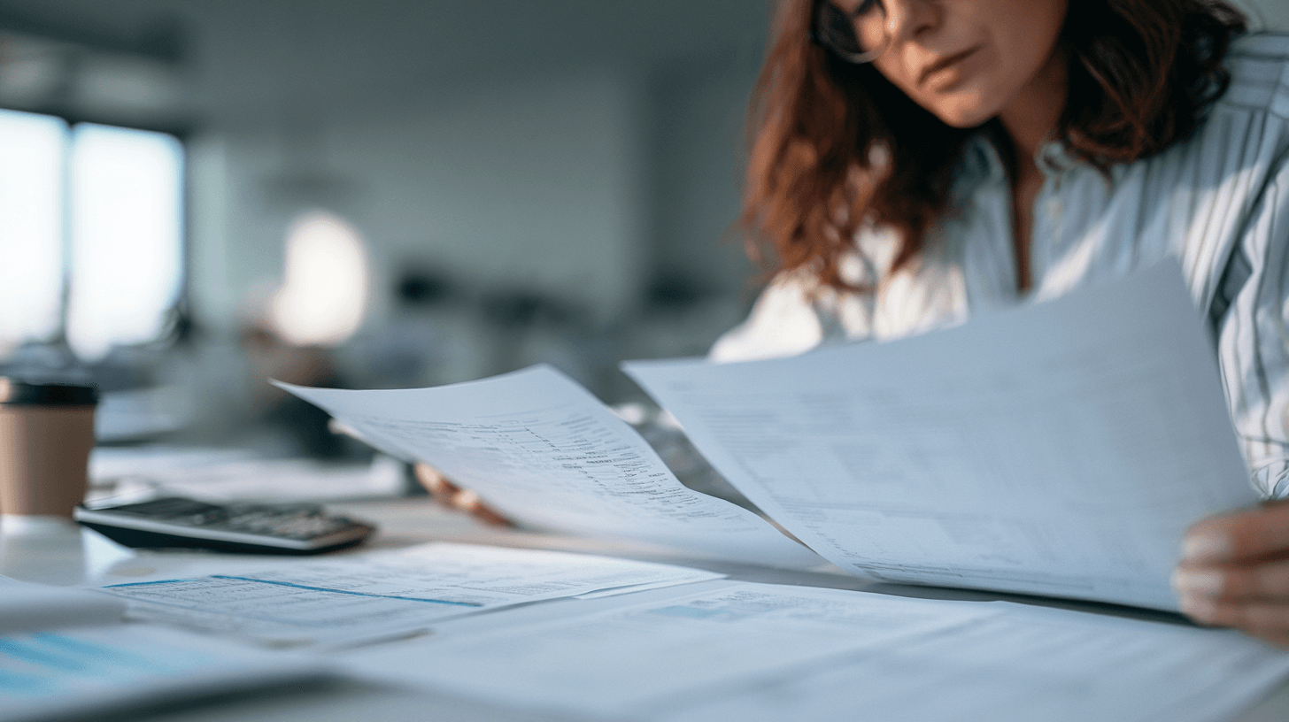 HR-Manager vergleicht drei Kostenübersichten zur Umsetzung der Entgelttransparenzrichtlinie am Schreibtisch